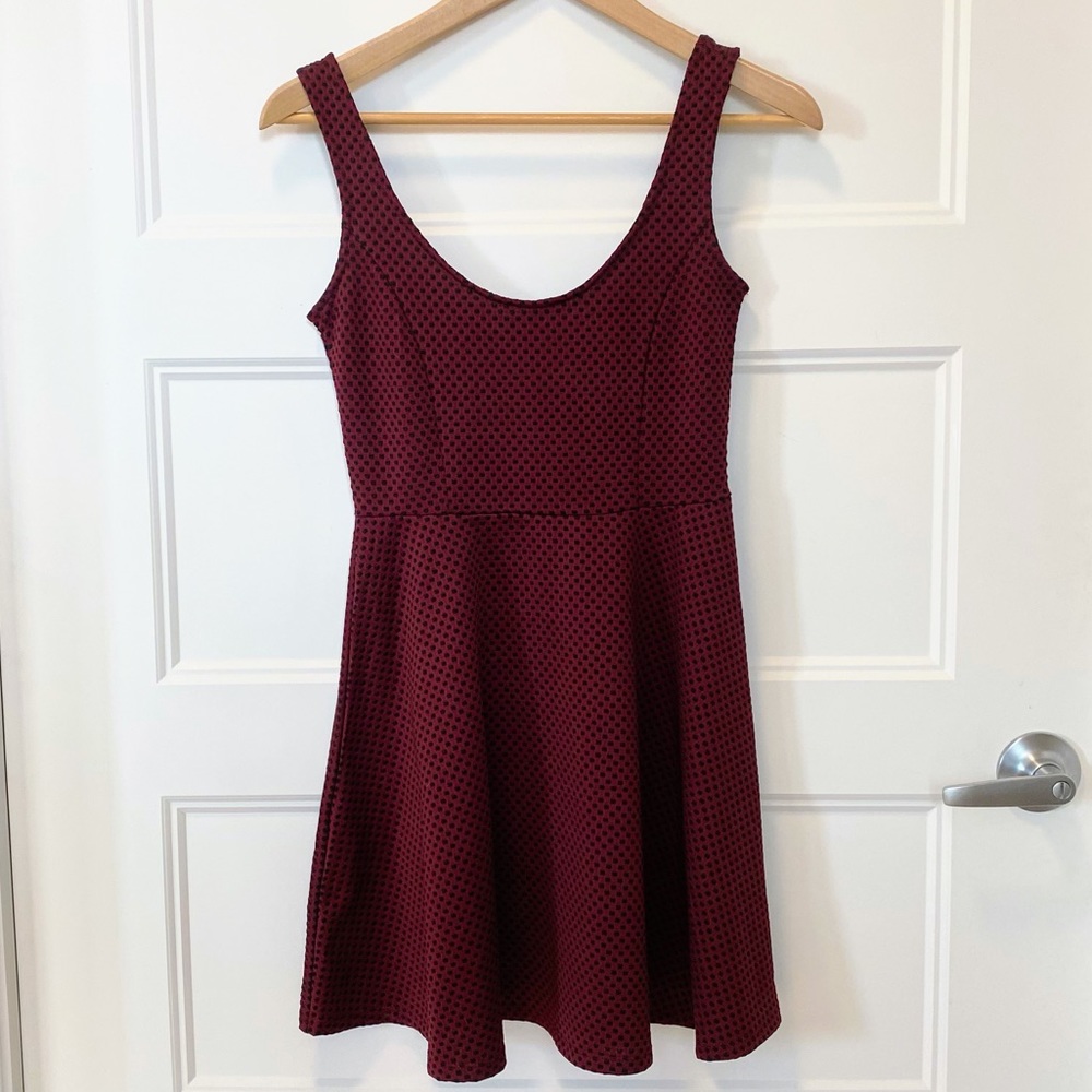 F21 Size S Maroon Red Spotted Skater Dress